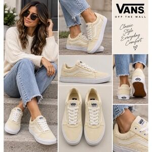 Vans Ward Lo Sneakers Womens Size 9 Cream Excellent Textured Woven Low Top